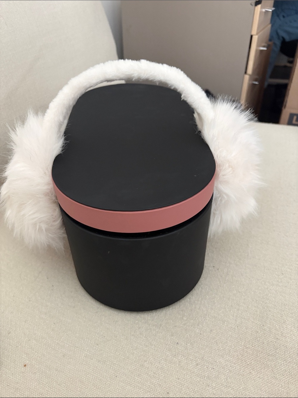 Nordstrom Faux-Fur Earmuffs in Blush Pink and White